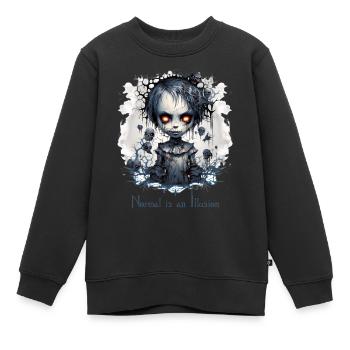 Gothic Girl Spruch Normal is an Illusion - Kinder Premium Organic Sweatshirt - Schwarz - Vorne - AI Model Kid Female (0cm)