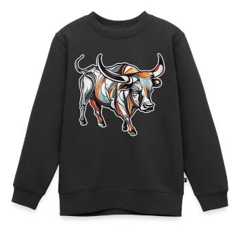 Stier / Bulle / Tier / Hörner / Stierkampf - Kinder Premium Organic Sweatshirt - Schwarz - Vorne - AI Model Kid Female (0cm)