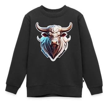 Stier / Bulle / Tier / Hörner / Stierkampf - Kinder Premium Organic Sweatshirt - Schwarz - Vorne - AI Model Kid Female (0cm)