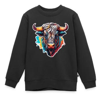 Stier / Bulle / Tier / Hörner / Stierkampf - Kinder Premium Organic Sweatshirt - Schwarz - Vorne - AI Model Kid Female (0cm)