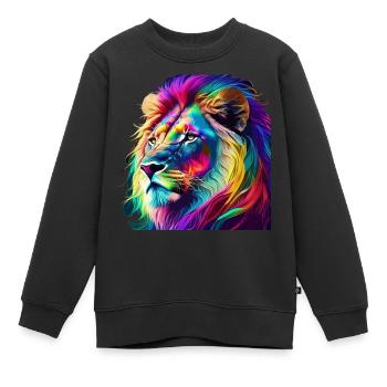 Lion Portrait - Sweat Premium enfant bio - noir - Devant - AI Model Kid Female (0cm)