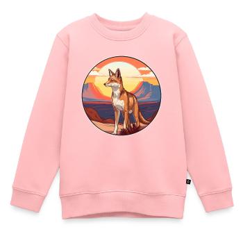 Kojote Buntes Aquarell Cartoon Kawaii Tier - Kinder Premium Organic Sweatshirt - Rosa - Vorne - AI Model Kid Female (0cm)