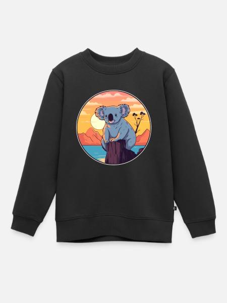 Koala Aquarelle Colorée Dessin Animé Kawaii Animal - Sweat Premium enfant bio - noir