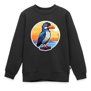 Jay Lustige Karikatur Kawaii Beach Illustration - Kinder Premium Organic Sweatshirt - Schwarz - Vorne - AI Model Kid Female (0cm)