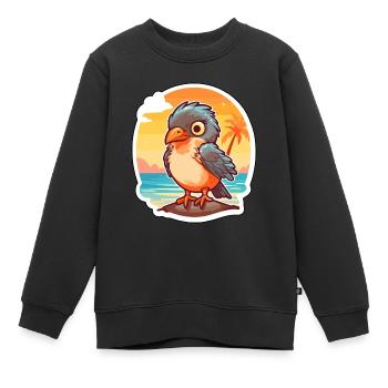 Kuckuck, lustige Cartoon-Kawaii-Strand-Illustration - Kinder Premium Organic Sweatshirt - Schwarz - Vorne - AI Model Kid Female (0cm)