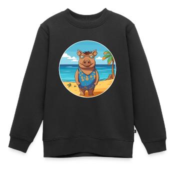 Wildschwein Aquarell Cartoon Kawaii Clipart Tier - Kinder Premium Organic Sweatshirt - Schwarz - Vorne - AI Model Kid Female (0cm)