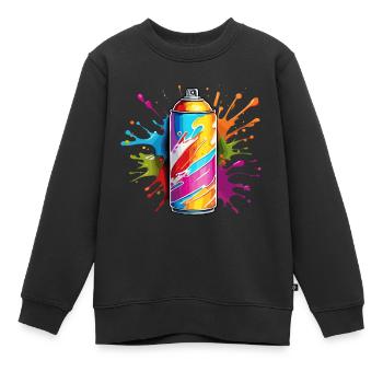 Bombe aérosol / Art / Spray / Street Art / Mur - Sweat Premium enfant bio - noir - Devant - AI Model Kid Female (0cm)