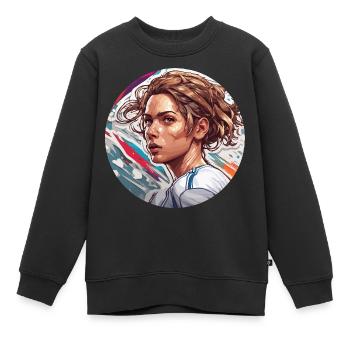 Fußballerin / Sport / Fußballplatz / Verein / FC - Kinder Premium Organic Sweatshirt - Schwarz - Vorne - AI Model Kid Female (0cm)