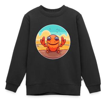 Craw aquarelle dessin animé Kawaii Clipart Animal - Sweat Premium enfant bio - noir - Devant - AI Model Kid Female (0cm)