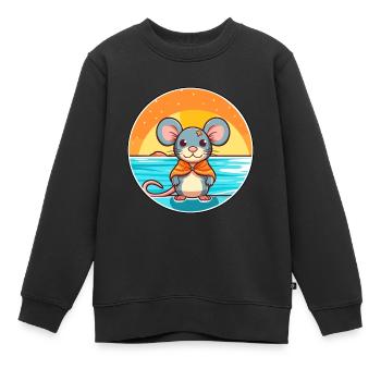 Maus Aquarell Karikatur Kawaii Clipart Tier - Kinder Premium Organic Sweatshirt - Schwarz - Vorne - AI Model Kid Female (0cm)