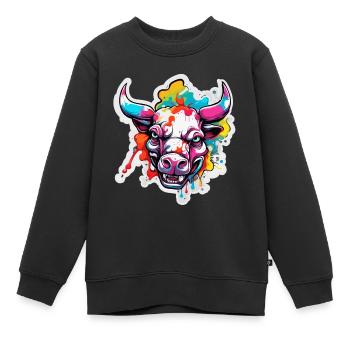 Stier / Bulle / Tier / Hörner / Stierkampf - Kinder Premium Organic Sweatshirt - Schwarz - Vorne - AI Model Kid Female (0cm)