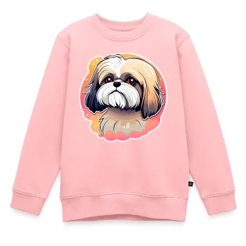 Shih Tzu Hund Zeichnung - Kinder Premium Organic Sweatshirt - Rosa - Vorne - AI Model Kid Female (0cm)