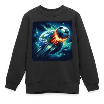 Feuerball Fußball schießt durchs Weltall - Kinder Premium Organic Sweatshirt - Schwarz - Vorne - AI Model Kid Female (0cm)