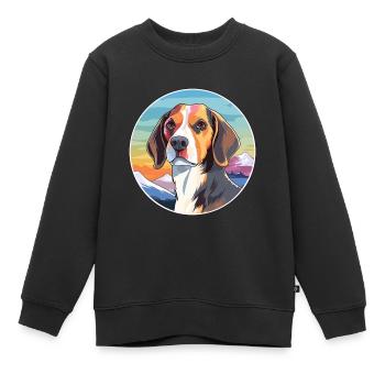 Beagle Harrier Hunderasse Cartoon Kawaii Aquarell - Kinder Premium Organic Sweatshirt - Schwarz - Vorne - AI Model Kid Female (0cm)