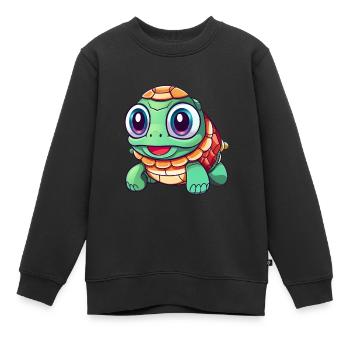 La petite tortue voit le monde - Sweat Premium enfant bio - noir - Devant - AI Model Kid Female (0cm)