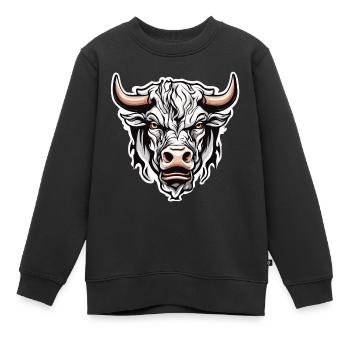Stier / Bulle / Tier / Hörner / Stierkampf - Kinder Premium Organic Sweatshirt - Schwarz - Vorne - AI Model Kid Female (0cm)