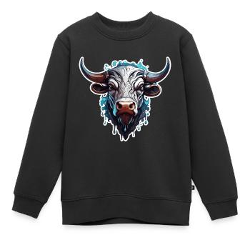 Stier / Bulle / Tier / Hörner / Stierkampf - Kinder Premium Organic Sweatshirt - Schwarz - Vorne - AI Model Kid Female (0cm)