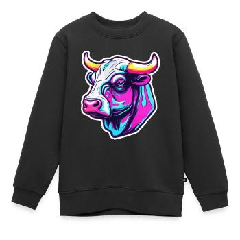Stier / Bulle / Tier / Hörner / Stierkampf - Kinder Premium Organic Sweatshirt - Schwarz - Vorne - AI Model Kid Female (0cm)