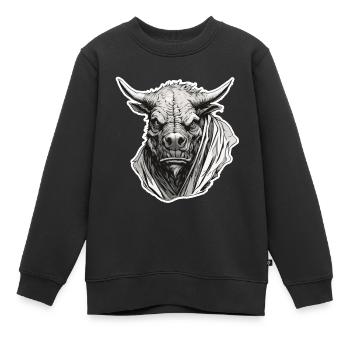 Stier / Bulle / Tier / Hörner / Stierkampf - Kinder Premium Organic Sweatshirt - Schwarz - Vorne - AI Model Kid Female (0cm)