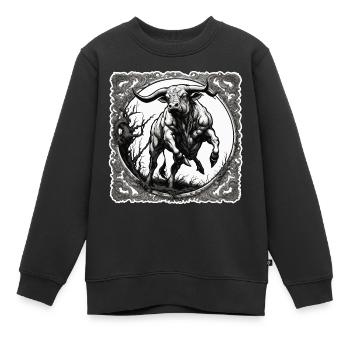 Stier / Bulle / Tier / Hörner / Stierkampf - Kinder Premium Organic Sweatshirt - Schwarz - Vorne - AI Model Kid Female (0cm)