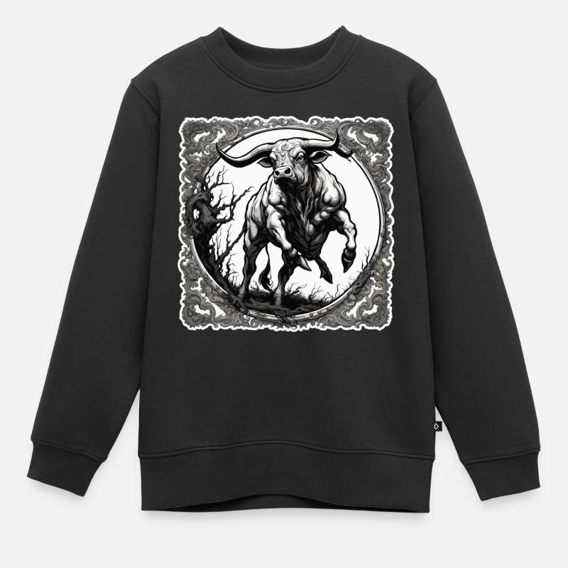 Stier / Bulle / Tier / Hörner / Stierkampf - Kinder Premium Organic Sweatshirt - Schwarz