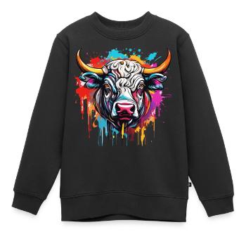 Stier / Bulle / Tier / Hörner / Stierkampf - Kinder Premium Organic Sweatshirt - Schwarz - Vorne - AI Model Kid Female (0cm)