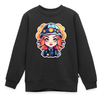 Feuerwehrfrau Zeichnung - Kinder Premium Organic Sweatshirt - Schwarz - Vorne - AI Model Kid Female (0cm)