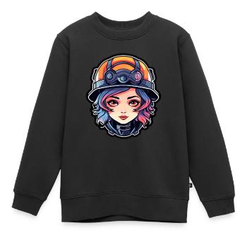 Feuerwehrfrau Zeichnung - Kinder Premium Organic Sweatshirt - Schwarz - Vorne - AI Model Kid Female (0cm)
