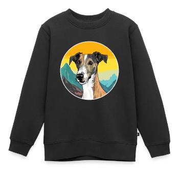 Lurcher Hunderasse Karikatur Kawaii Aquarell - Kinder Premium Organic Sweatshirt - Schwarz - Vorne - AI Model Kid Female (0cm)