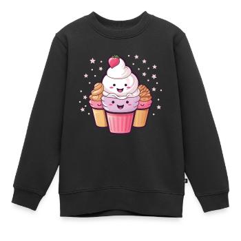 Cartoon Ice Cream - Sweet Ice Cream with Face - Kids Premium Organic Sweatshirt - black - Front - AI Model Kid Female (0cm)