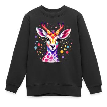 Süsses buntes Reh - Kinder Premium Organic Sweatshirt - Schwarz - Vorne - AI Model Kid Female (0cm)