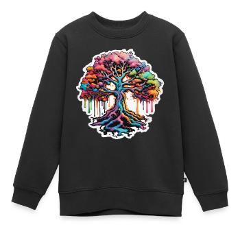 Arbre / Nature / Terre / Écorce / Racines / Feuilles - Sweat Premium enfant bio - noir - Devant - AI Model Kid Female (0cm)
