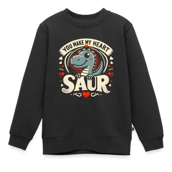 Dinosaure Mignon Cadeau Saint Valentin Humour - Sweat Premium enfant bio - noir - Devant - AI Model Kid Female (0cm)