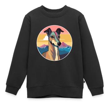 Chien lévrier polonais race Cartoon Kawaii Watercol - Sweat Premium enfant bio - noir - Devant - AI Model Kid Female (0cm)