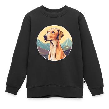 Alter kroatischer Windhund Hunderasse Cartoon Kawaii W - Kinder Premium Organic Sweatshirt - Schwarz - Vorne - AI Model Kid Female (0cm)
