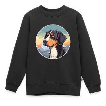 Serbischer dreifarbiger Jagdhund Rasse Cartoon Kawaii - Kinder Premium Organic Sweatshirt - Schwarz - Vorne - AI Model Kid Female (0cm)