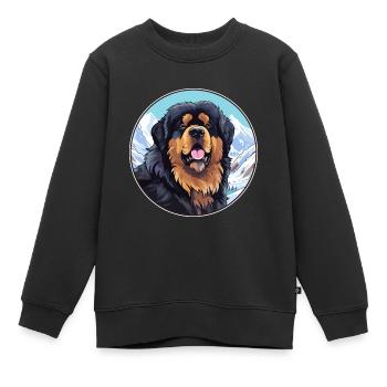 Tibetischer Mastiff Hunderasse Cartoon Kawaii Watercolo - Kinder Premium Organic Sweatshirt - Schwarz - Vorne - AI Model Kid Female (0cm)