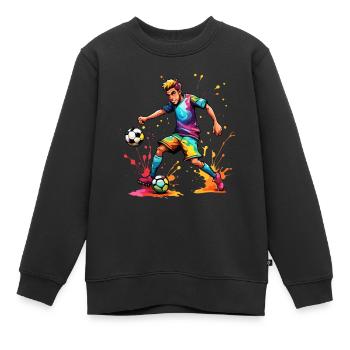 Fußballer / Fußball / Spielfeld / Mannschaft - Kinder Premium Organic Sweatshirt - Schwarz - Vorne - AI Model Kid Female (0cm)
