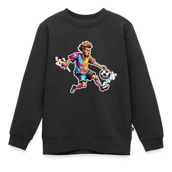 Fußballer / Fußball / Spielfeld / Mannschaft - Kinder Premium Organic Sweatshirt - Schwarz - Vorne - AI Model Kid Female (0cm)