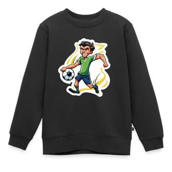 Fußballer / Fußball / Spielfeld / Mannschaft - Kinder Premium Organic Sweatshirt - Schwarz - Vorne - AI Model Kid Female (0cm)
