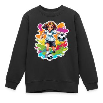 Fußballerin / Sport / Fußballplatz / Verein / FC - Kinder Premium Organic Sweatshirt - Schwarz - Vorne - AI Model Kid Female (0cm)