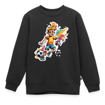Fußballer / Fußball / Spielfeld / Mannschaft - Kinder Premium Organic Sweatshirt - Schwarz - Vorne - AI Model Kid Female (0cm)