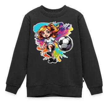 Fußballerin / Sport / Fußballplatz / Verein / FC - Kinder Premium Organic Sweatshirt - Schwarz - Vorne - AI Model Kid Female (0cm)