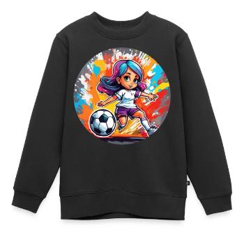 Footballeur / Sport / Terrain de football / Club / FC - Sweat Premium enfant bio - noir - Devant - AI Model Kid Female (0cm)
