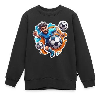 Fußballer / Fußball / Spielfeld / Mannschaft - Kinder Premium Organic Sweatshirt - Schwarz - Vorne - AI Model Kid Female (0cm)