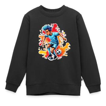 Fußballer / Fußball / Spielfeld / Mannschaft - Kinder Premium Organic Sweatshirt - Schwarz - Vorne - AI Model Kid Female (0cm)