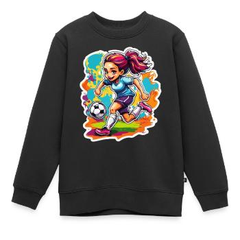 Fußballerin / Sport / Fußballplatz / Verein / FC - Kinder Premium Organic Sweatshirt - Schwarz - Vorne - AI Model Kid Female (0cm)