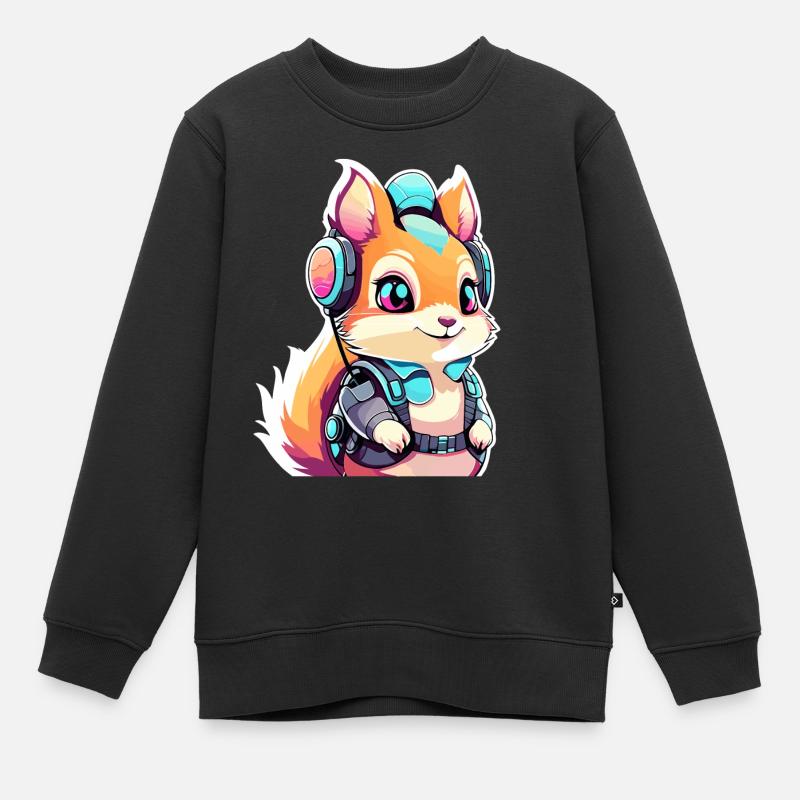 Illustration d’écureuil - Sweat Premium enfant bio - noir
