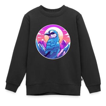 Geai bleu aquarelle dessin animé Kawaii animal de compagnie Animal Colo - Sweat Premium enfant bio - noir - Devant - AI Model Kid Female (0cm)