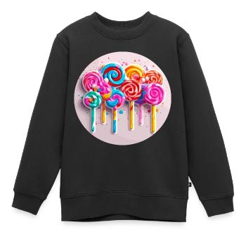 Sucette / Sucette / Bonbons / Lécher / Mignon - Sweat Premium enfant bio - noir - Devant - AI Model Kid Female (0cm)